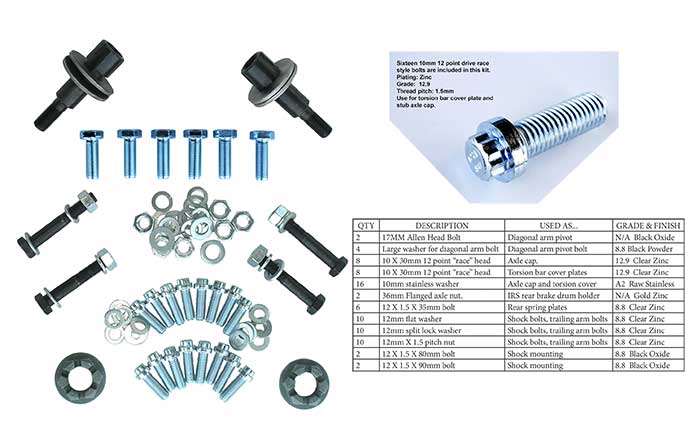 Full Rear Suspension Hardware Kit, all IRS# 95-3010