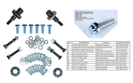 Full Rear Suspension Hardware Kit, all IRS# 95-3010